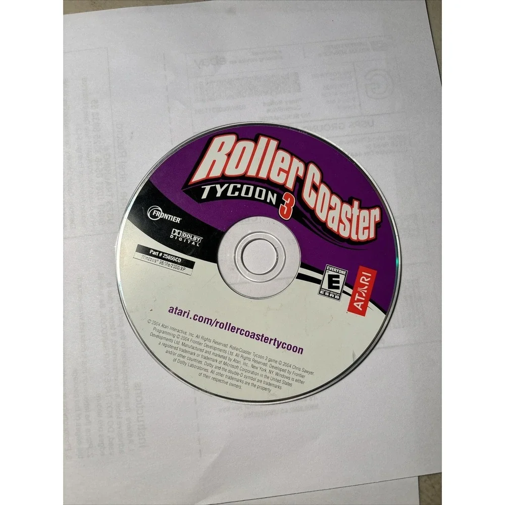 Roller Coaster Tycoon 3 PC CD Windows 98/Me/2000/XP **Disc Only** Tested Working